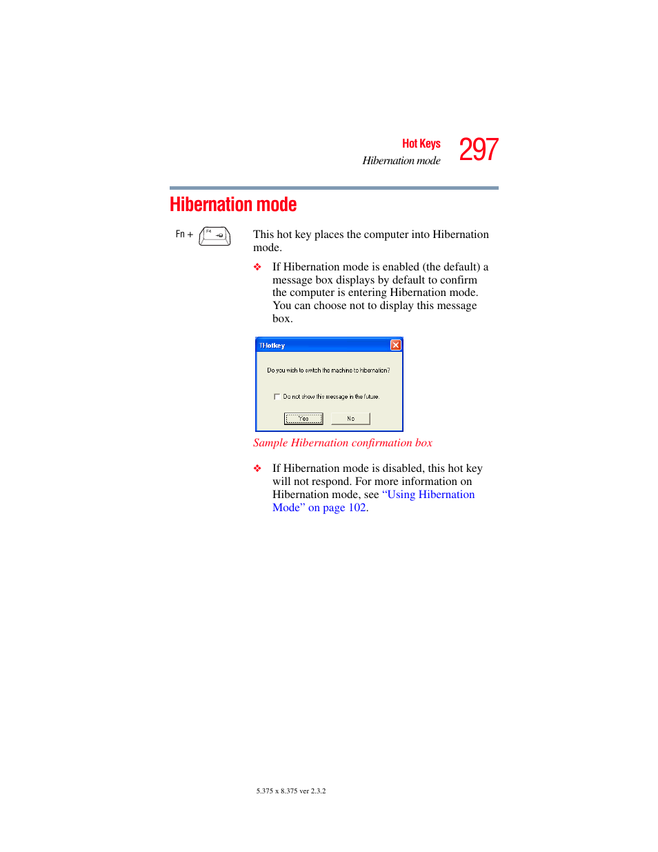 Hibernation mode | Toshiba F25Series User Manual | Page 297 / 345