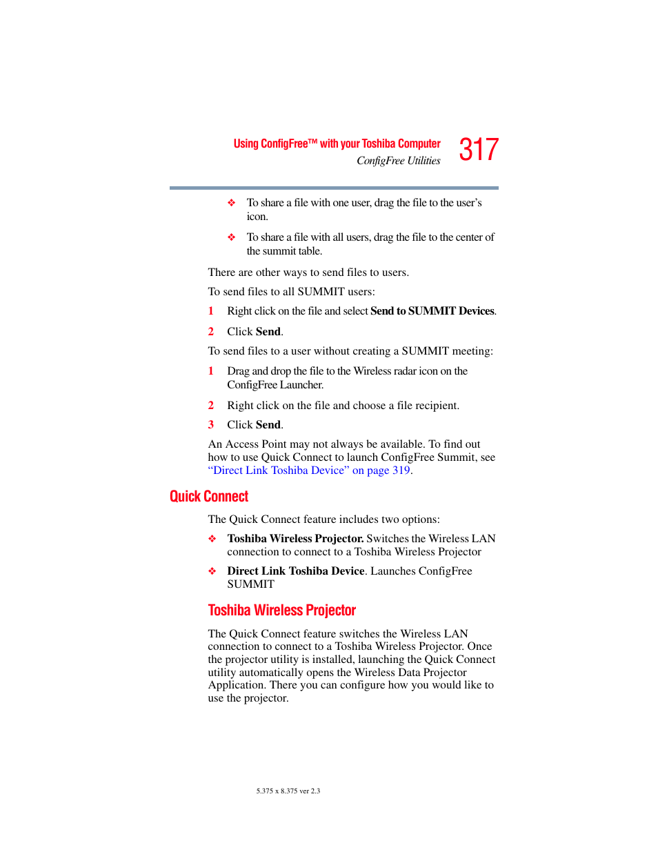 Quick connect | Toshiba F25Series User Manual | Page 317 / 345