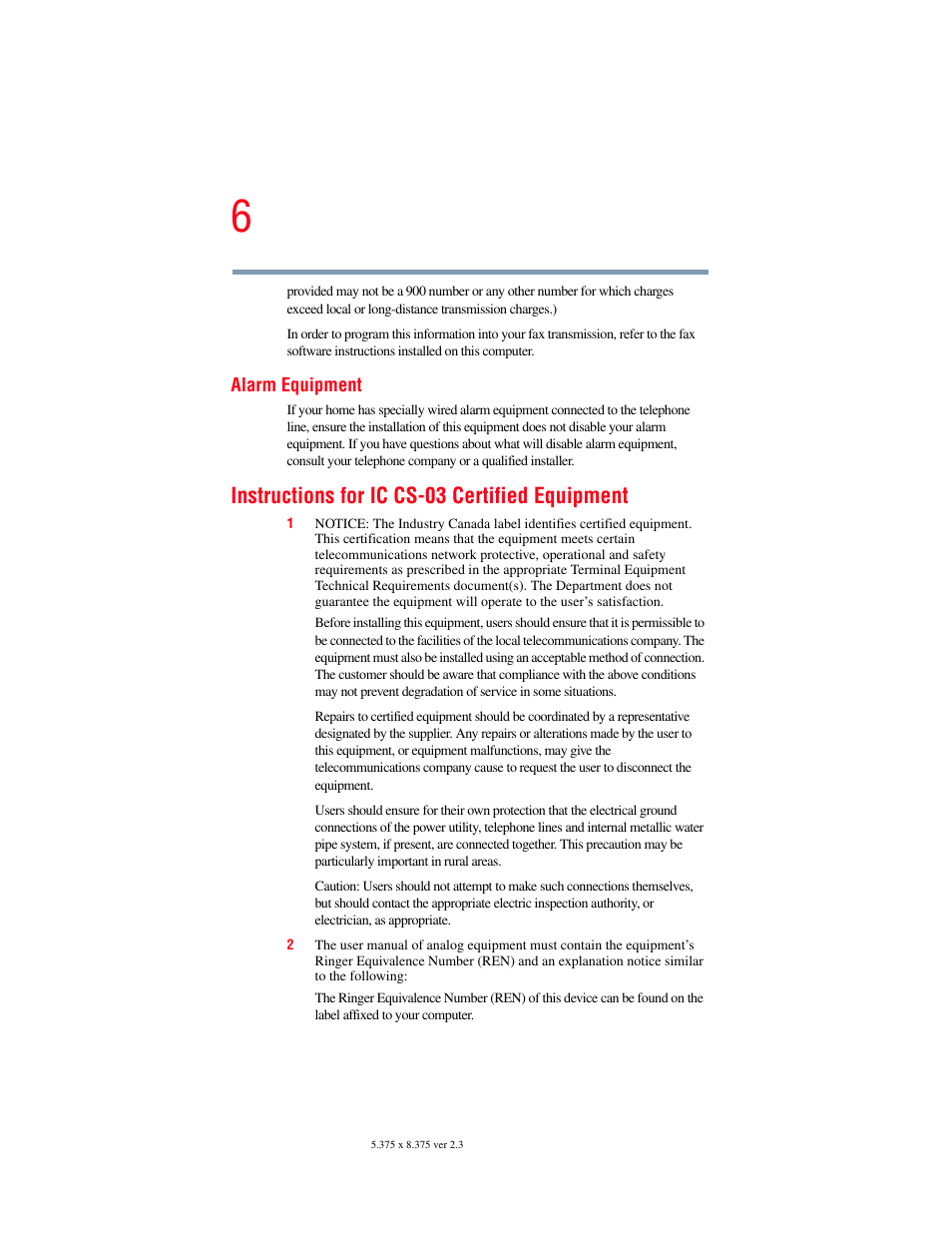 Instructions for ic cs-03 certified equipment | Toshiba F25Series User Manual | Page 6 / 345