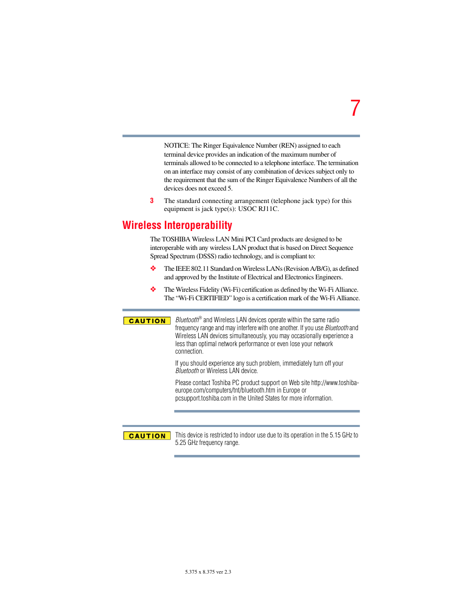 Wireless interoperability | Toshiba F25Series User Manual | Page 7 / 345
