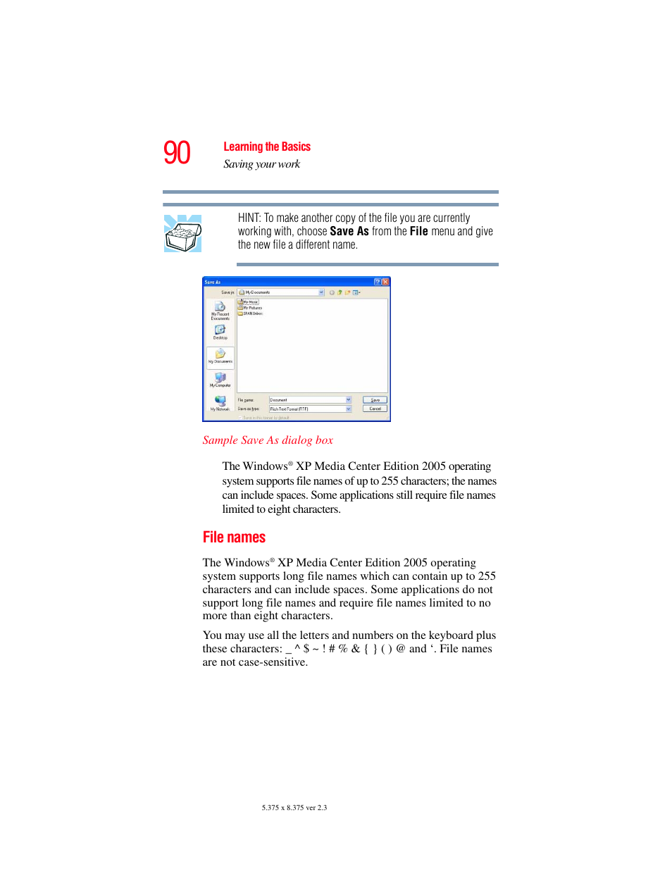File names | Toshiba F25Series User Manual | Page 90 / 345