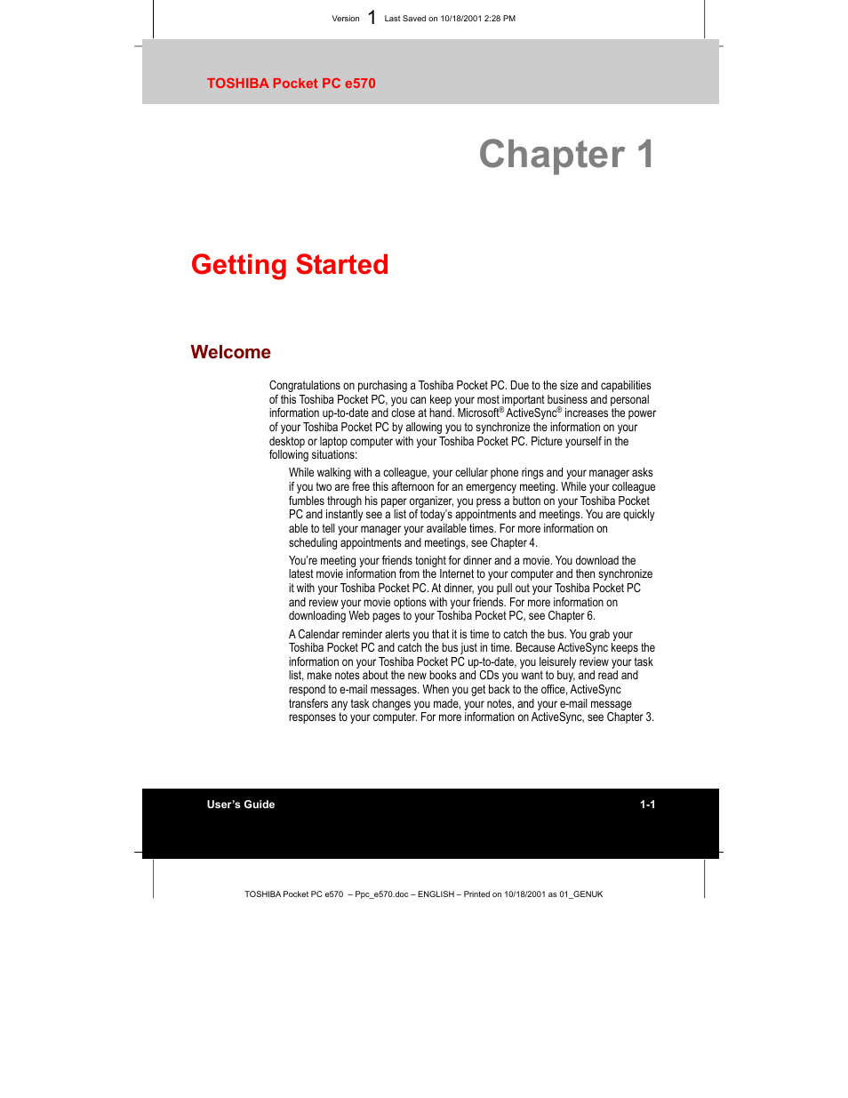 Chapter 1, Getting started, Welcome | Toshiba e570 User Manual | Page 12 / 109