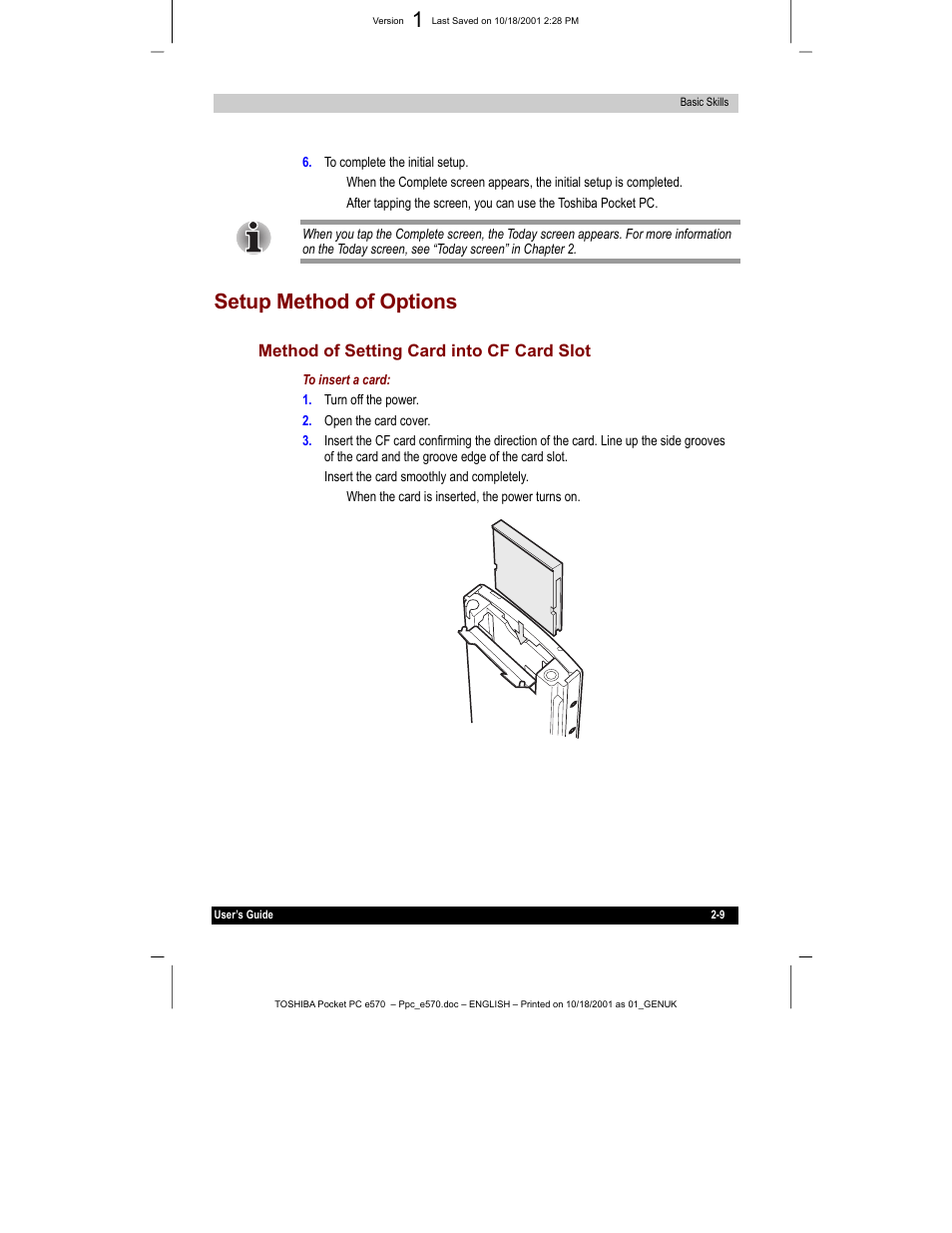 Setup method of options | Toshiba e570 User Manual | Page 22 / 109