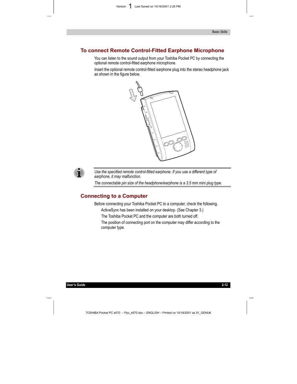 Connecting to a computer | Toshiba e570 User Manual | Page 25 / 109