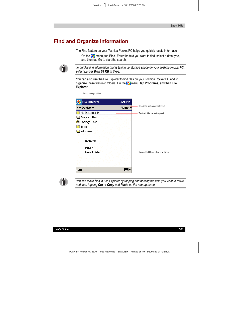 Find and organize information | Toshiba e570 User Manual | Page 43 / 109