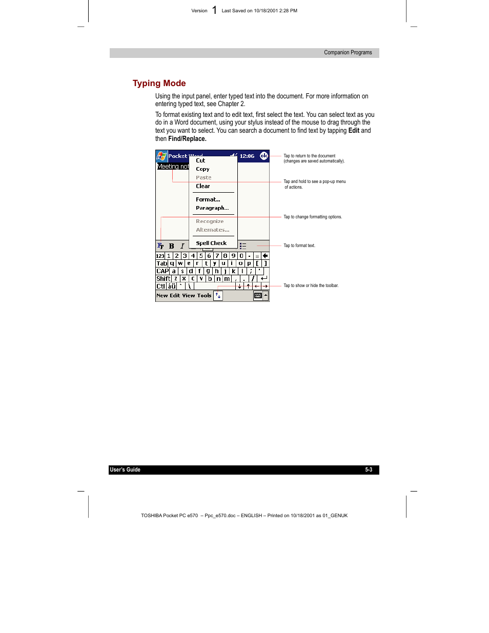 Typing mode | Toshiba e570 User Manual | Page 71 / 109