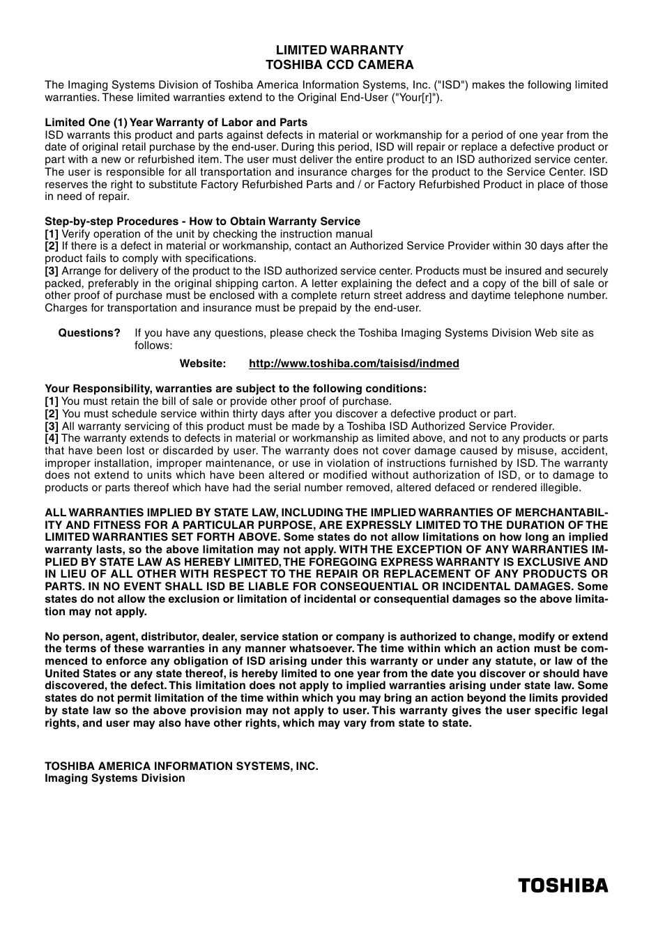Toshiba IK-TF9C User Manual | Page 32 / 32