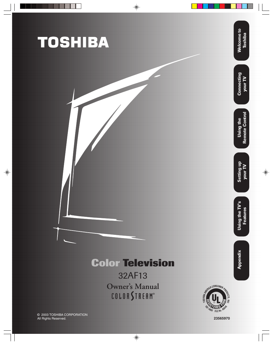 Toshiba 32AF13 User Manual | 40 pages