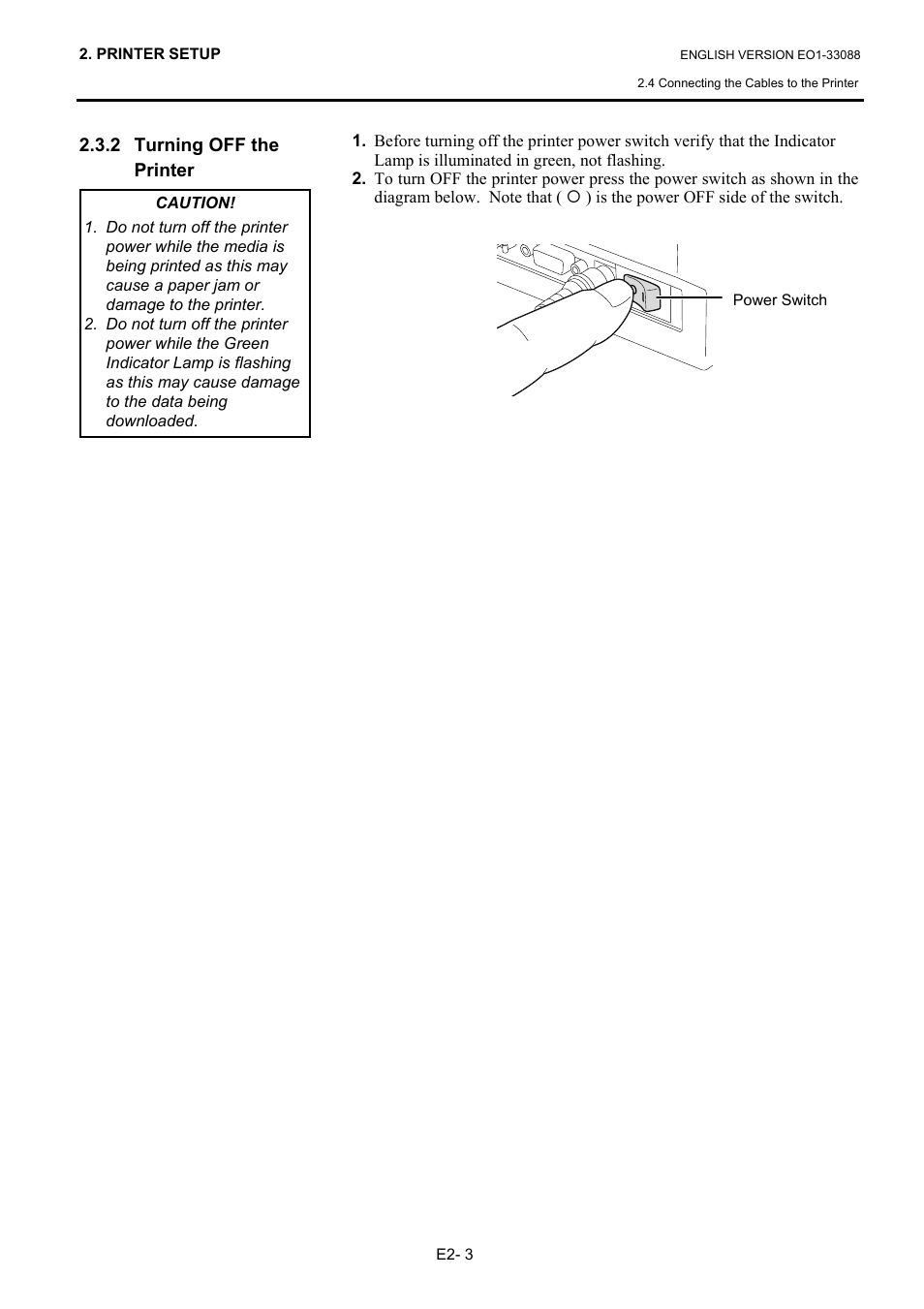 2 turning off the printer | Toshiba B-EV4D SERIES User Manual | Page 14 / 46
