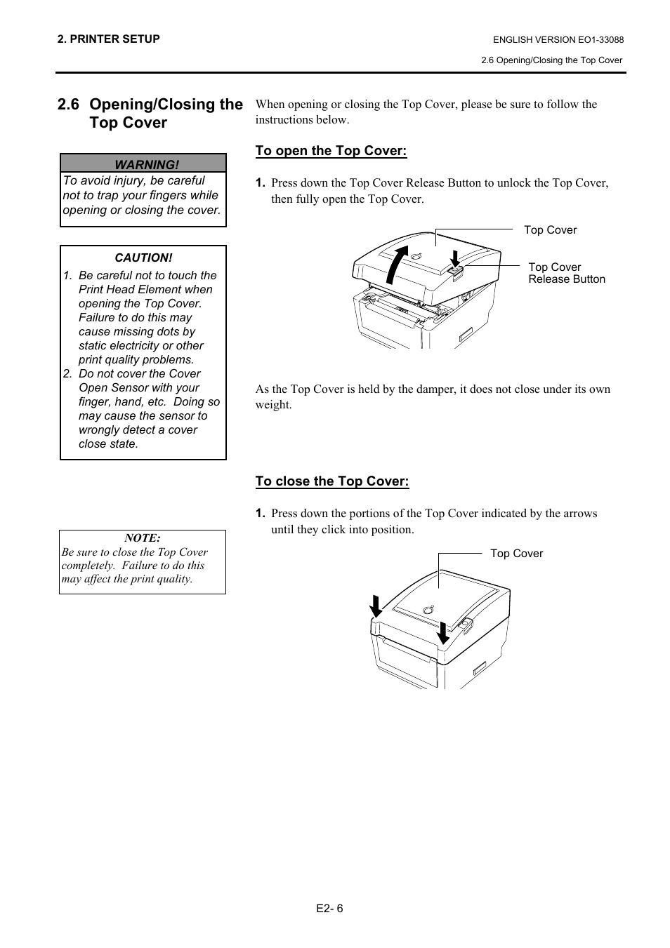 6 opening/closing the top cover | Toshiba B-EV4D SERIES User Manual | Page 17 / 46