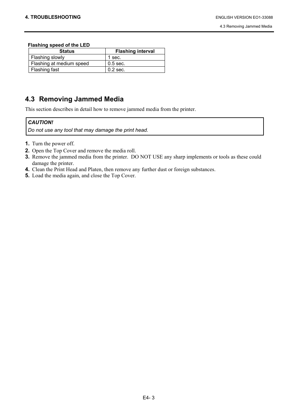 3 removing jammed media | Toshiba B-EV4D SERIES User Manual | Page 34 / 46