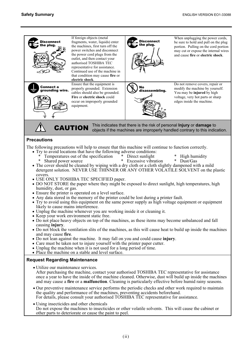 Caution | Toshiba B-EV4D SERIES User Manual | Page 4 / 46
