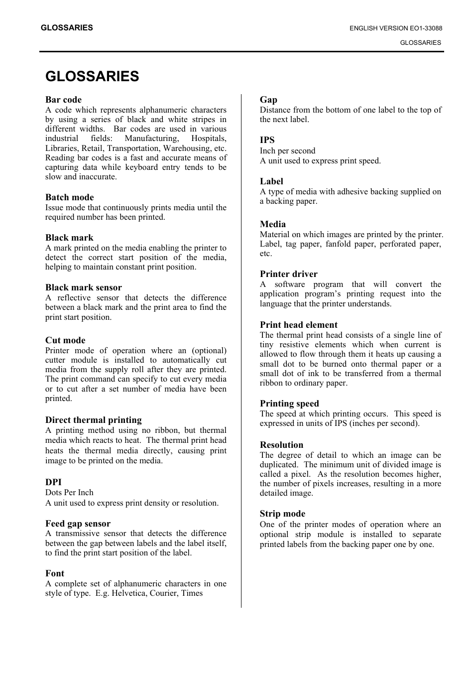Glossaries | Toshiba B-EV4D SERIES User Manual | Page 42 / 46