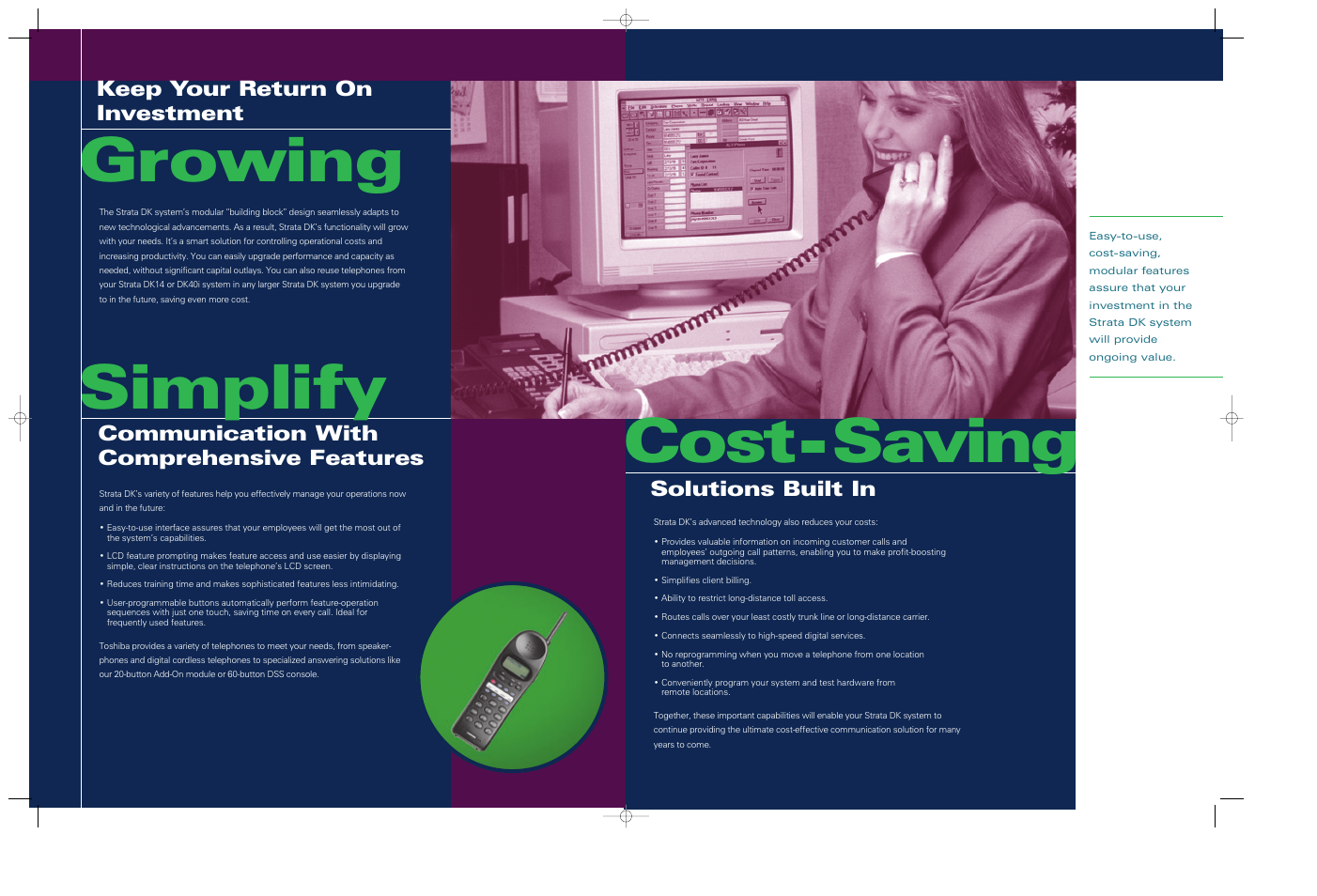 Simplify growing, Cost-saving, Keep your return on investment | Toshiba DK40i User Manual | Page 4 / 7