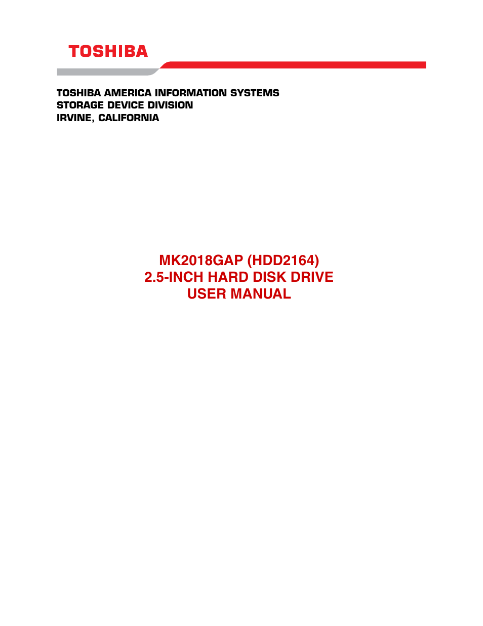 Toshiba MK2018GAP User Manual | 11 pages