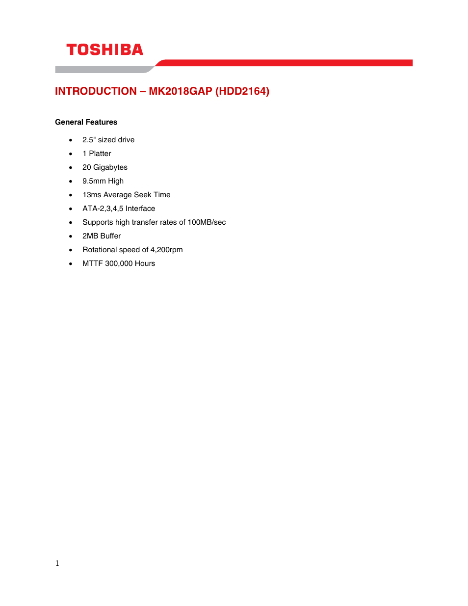 Toshiba MK2018GAP User Manual | Page 3 / 11