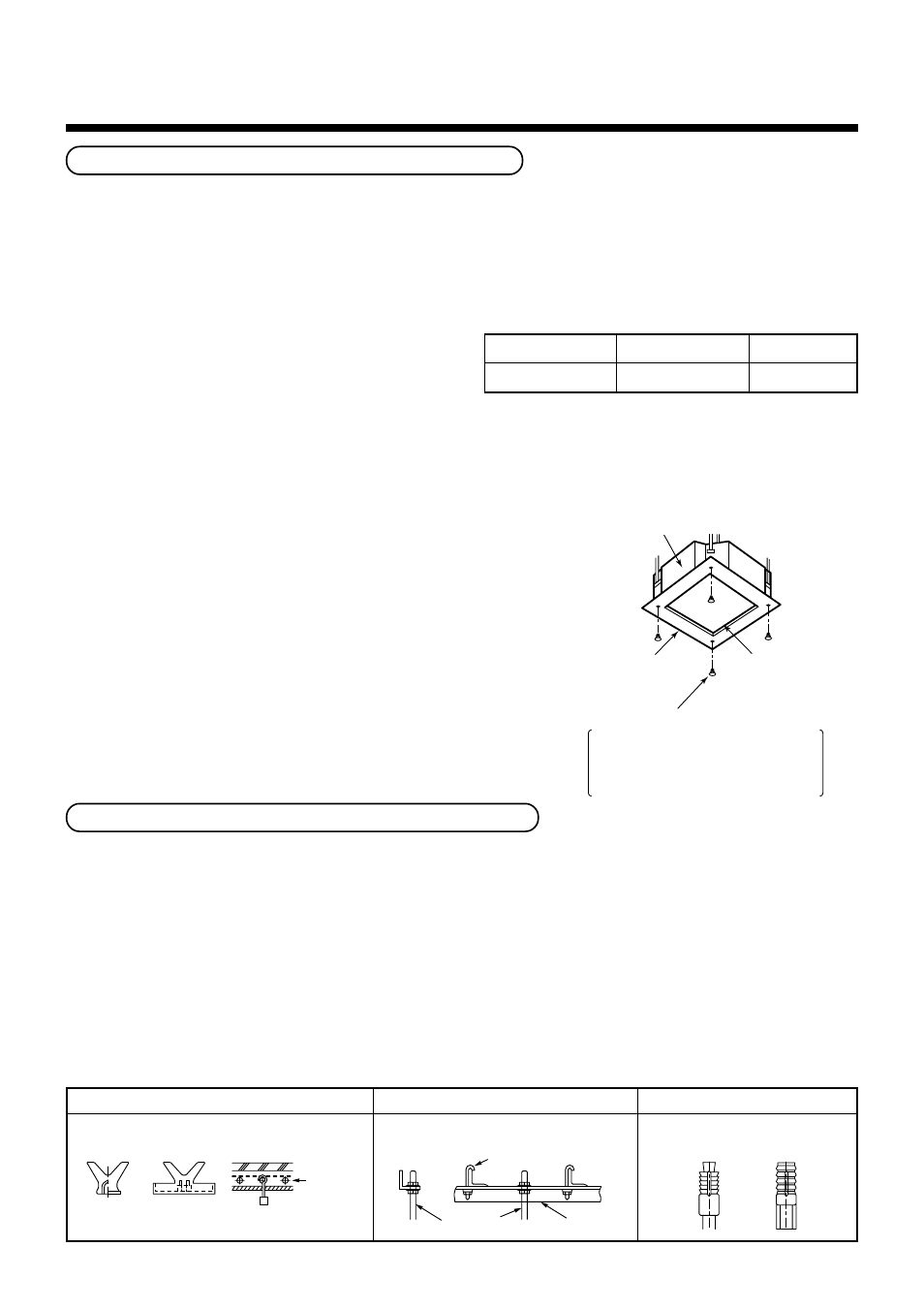 Installation of indoor unit, Ceiling opening and installation of hanging bolts, How to use the supplied installation pattern | Installation of hanging bolt | Toshiba MMU-AP0071MH User Manual | Page 10 / 32
