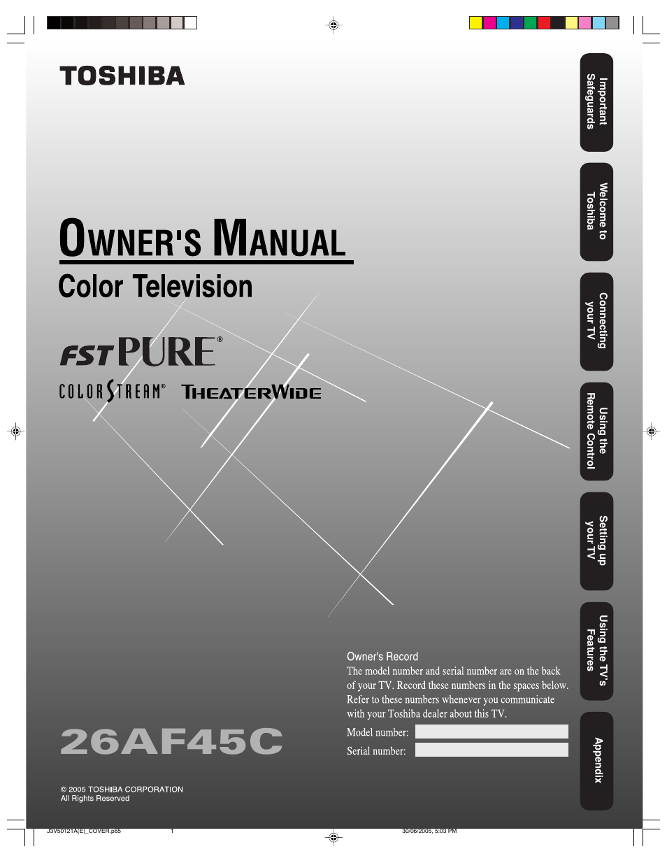 Toshiba 26AF45C User Manual | 36 pages