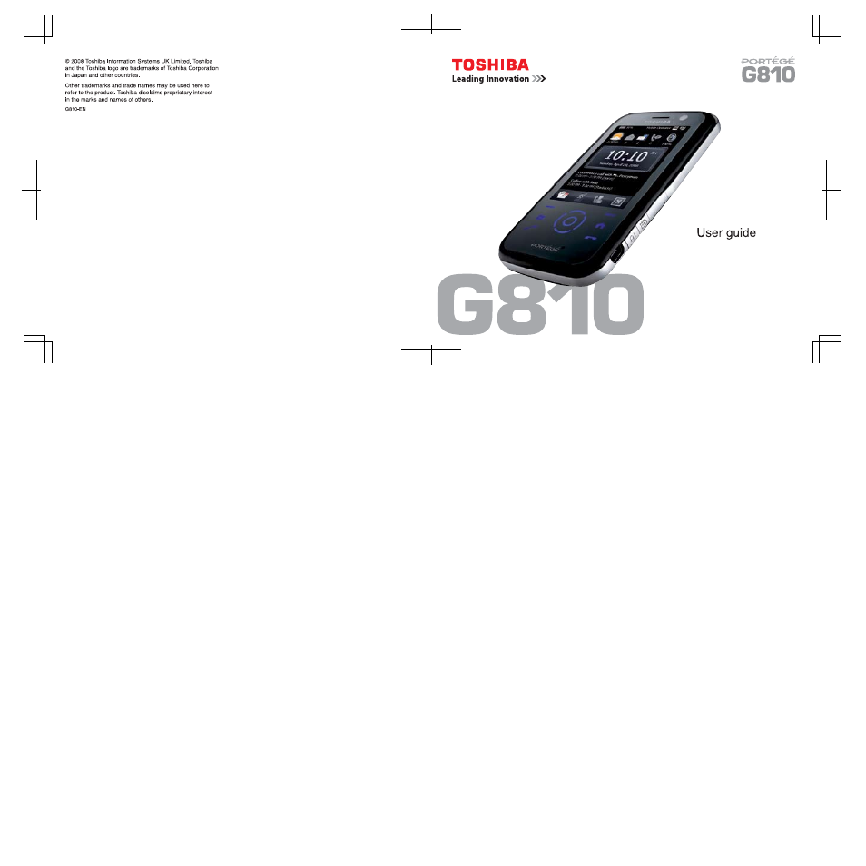 Toshiba Portege G810 User Manual | 180 pages