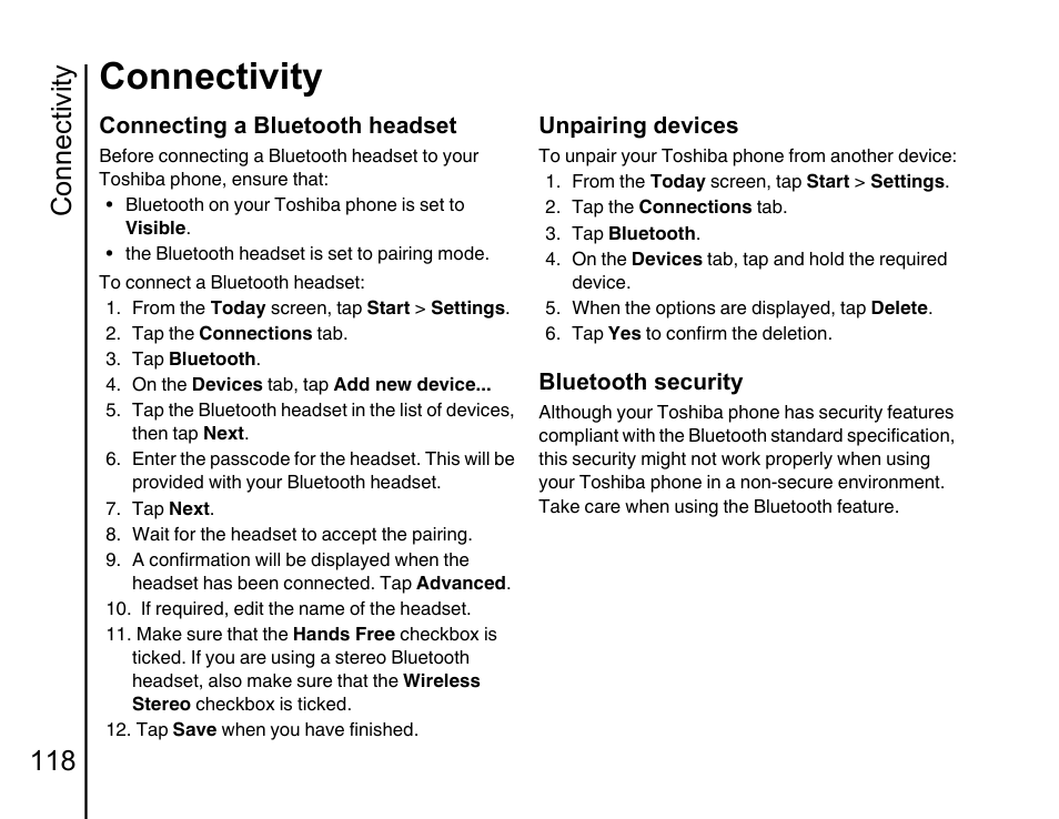 Connectivity, Connectivity 118 | Toshiba Portege G810 User Manual | Page 119 / 180