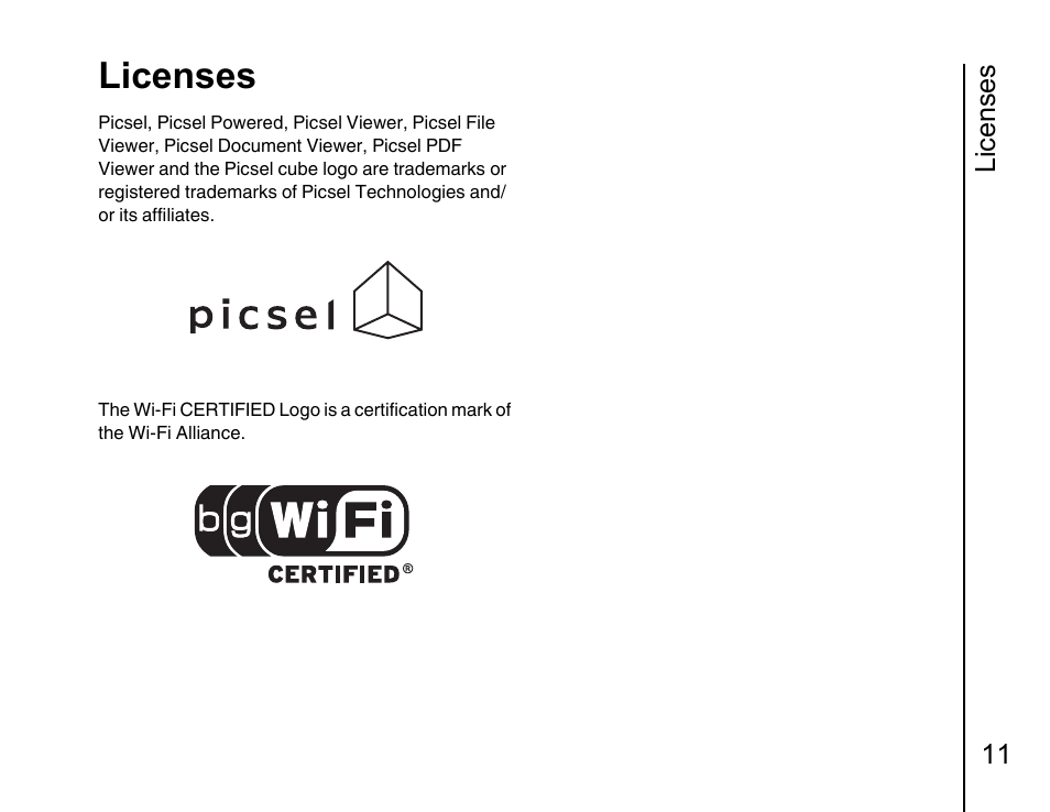 Licenses, Licenses 11 | Toshiba Portege G810 User Manual | Page 12 / 180