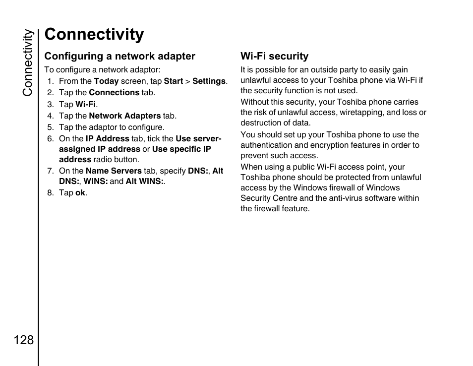 Connectivity, Connectivity 128 | Toshiba Portege G810 User Manual | Page 129 / 180