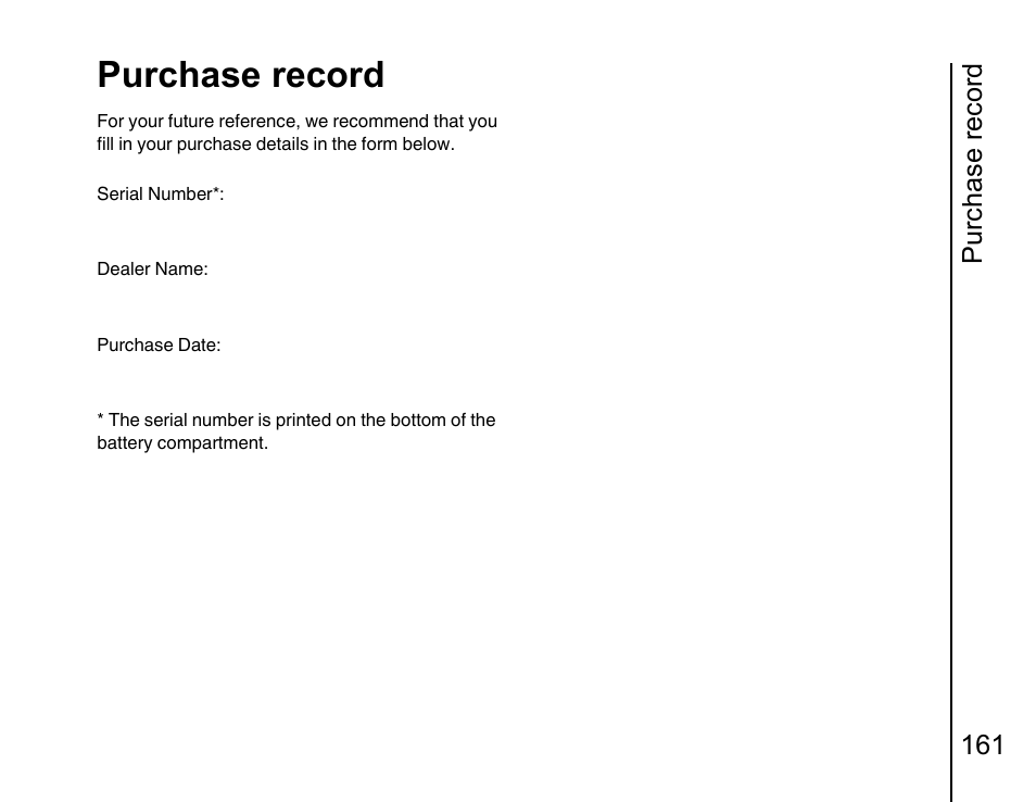 Purchase record 161, Purchase record | Toshiba Portege G810 User Manual | Page 162 / 180