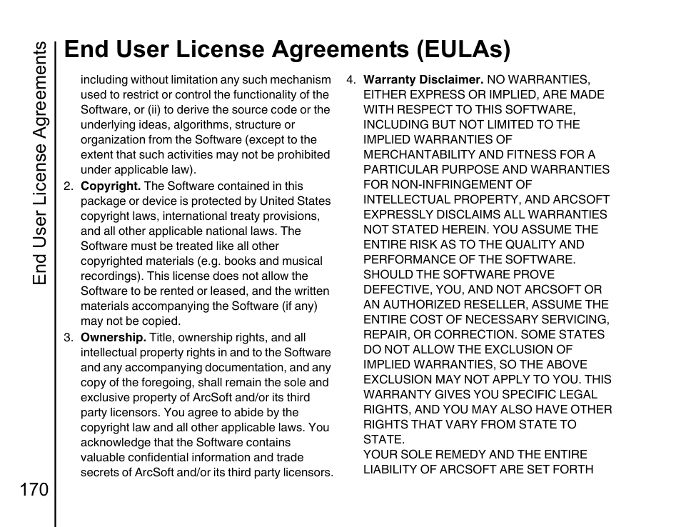 End user license agreements (eulas), End user license agreements 170 | Toshiba Portege G810 User Manual | Page 171 / 180