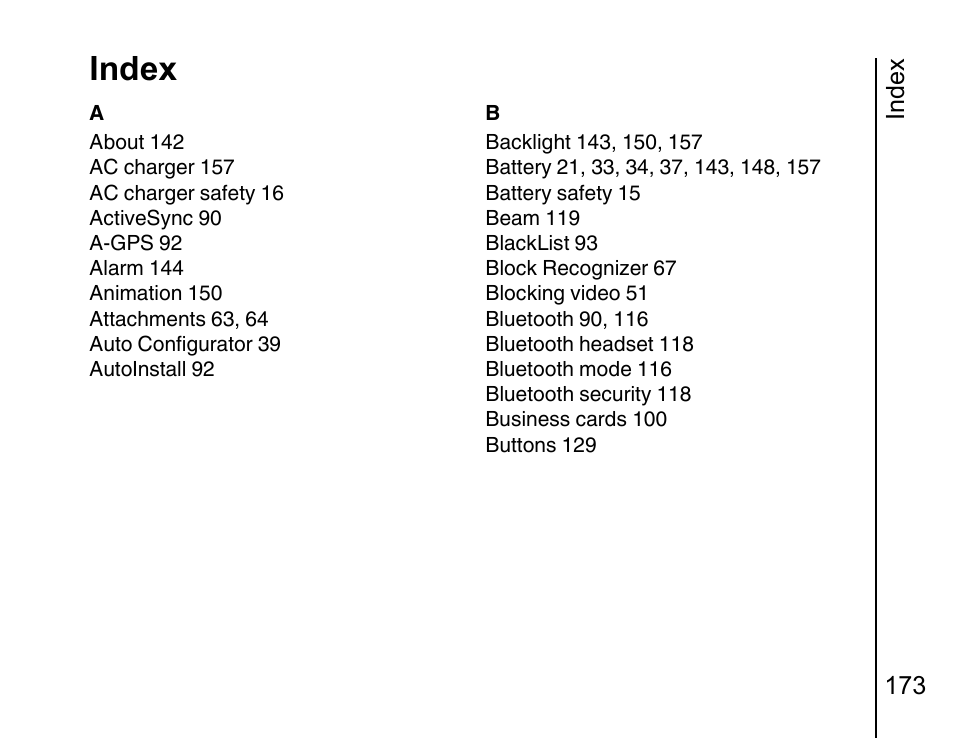 Index 173, Index | Toshiba Portege G810 User Manual | Page 174 / 180