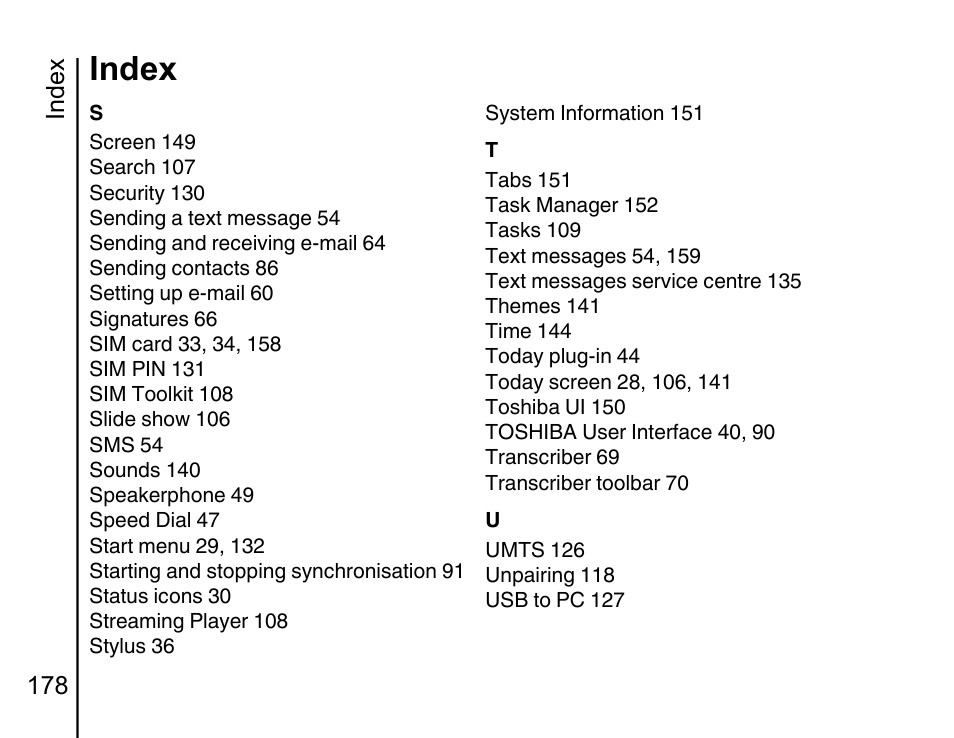 Index, Index 178 | Toshiba Portege G810 User Manual | Page 179 / 180