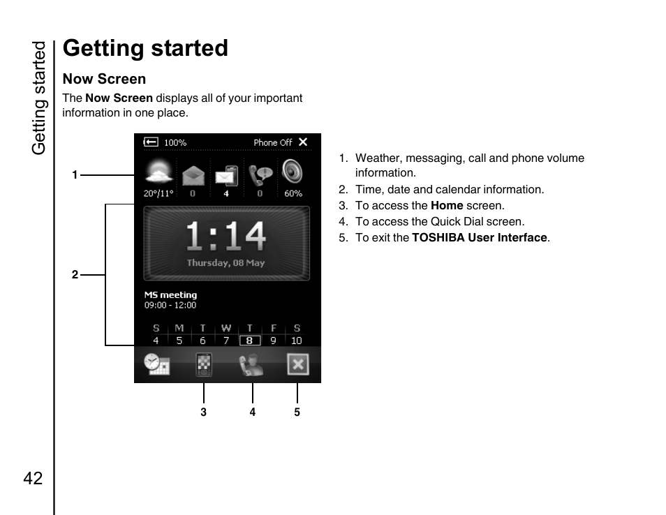 Getting started, Getting started 42 | Toshiba Portege G810 User Manual | Page 43 / 180