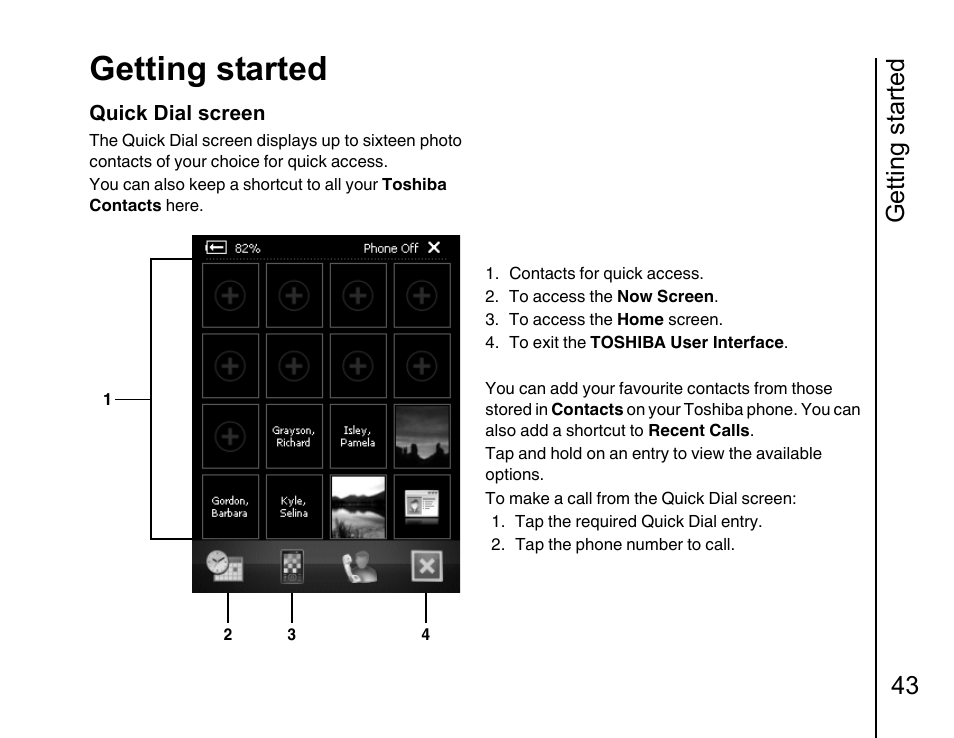 Getting started, Getting started 43 | Toshiba Portege G810 User Manual | Page 44 / 180