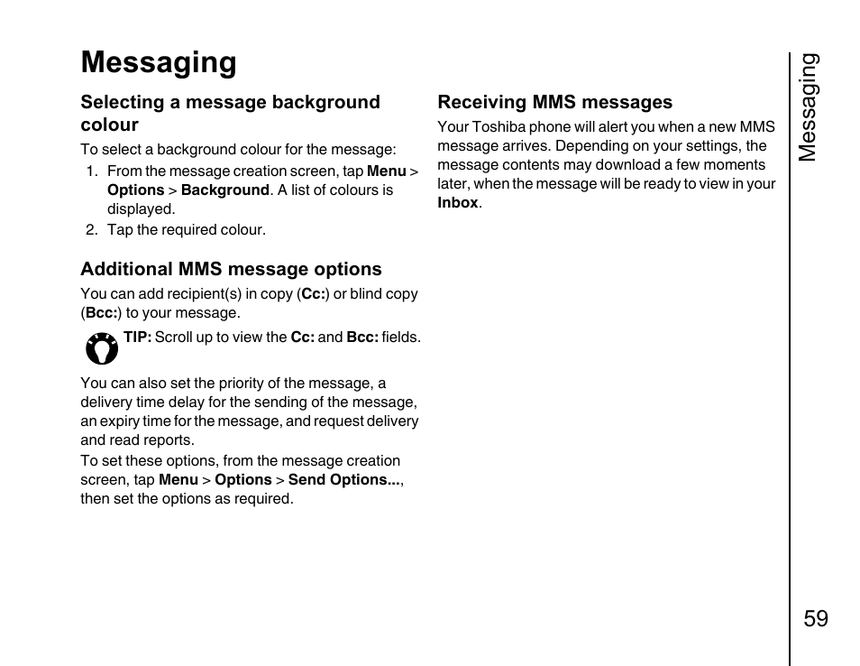 Messaging, Messaging 59 | Toshiba Portege G810 User Manual | Page 60 / 180
