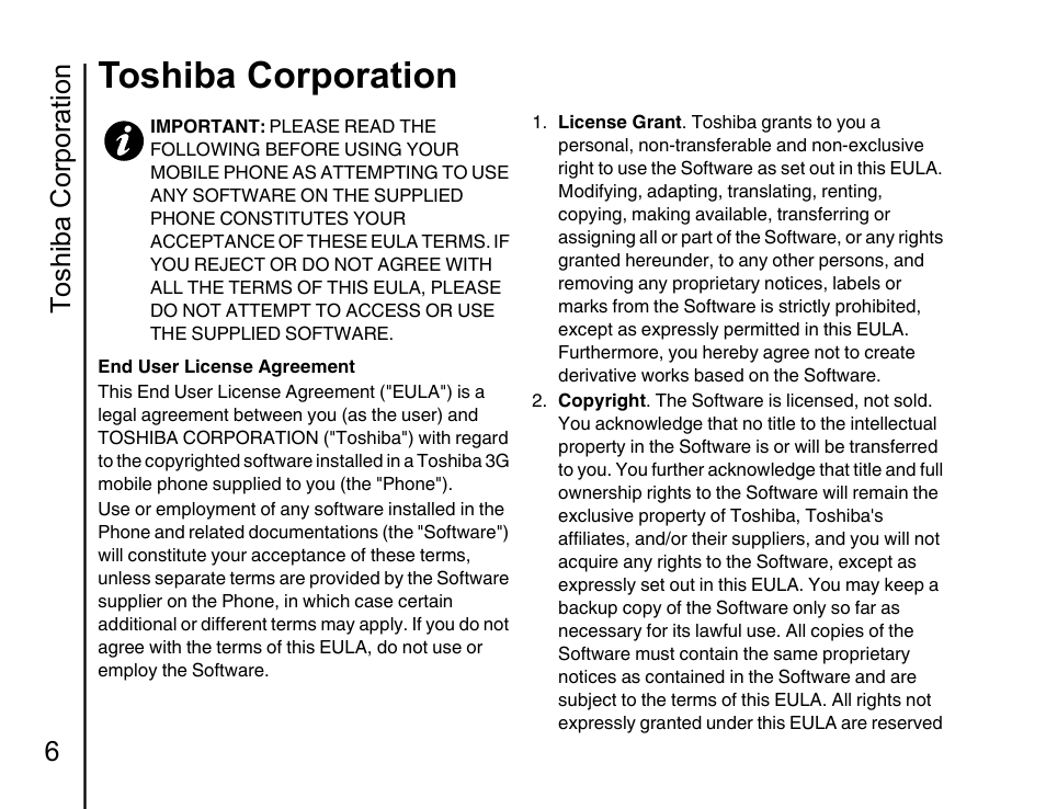 Toshiba corporation 6, Toshiba corporation | Toshiba Portege G810 User Manual | Page 7 / 180