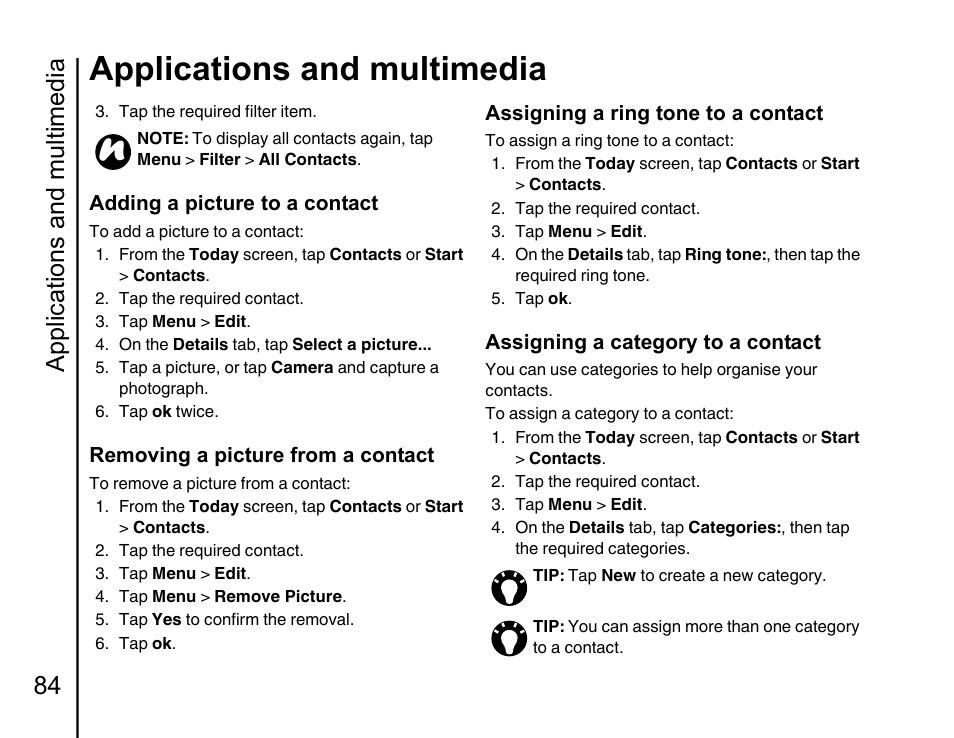 Applications and multimedia, Applications and multimedia 84 | Toshiba Portege G810 User Manual | Page 85 / 180