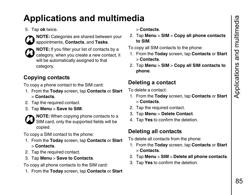 Applications and multimedia, Applications and multimedia 85 | Toshiba Portege G810 User Manual | Page 86 / 180