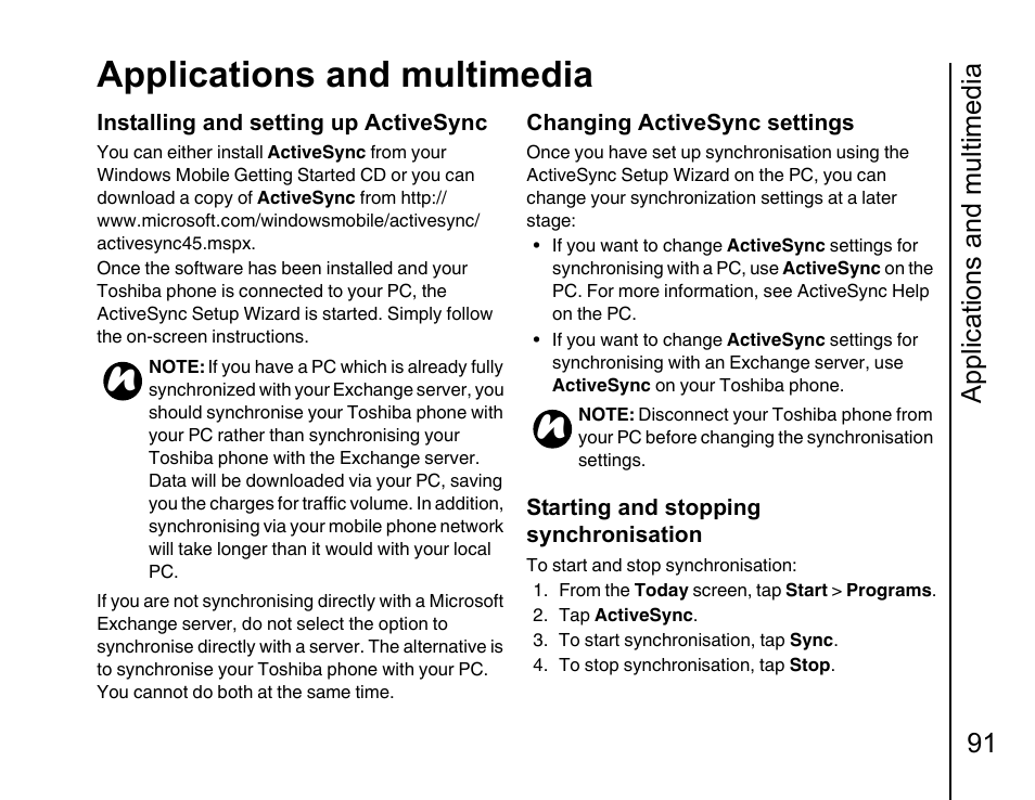 Applications and multimedia, Applications and multimedia 91 | Toshiba Portege G810 User Manual | Page 92 / 180