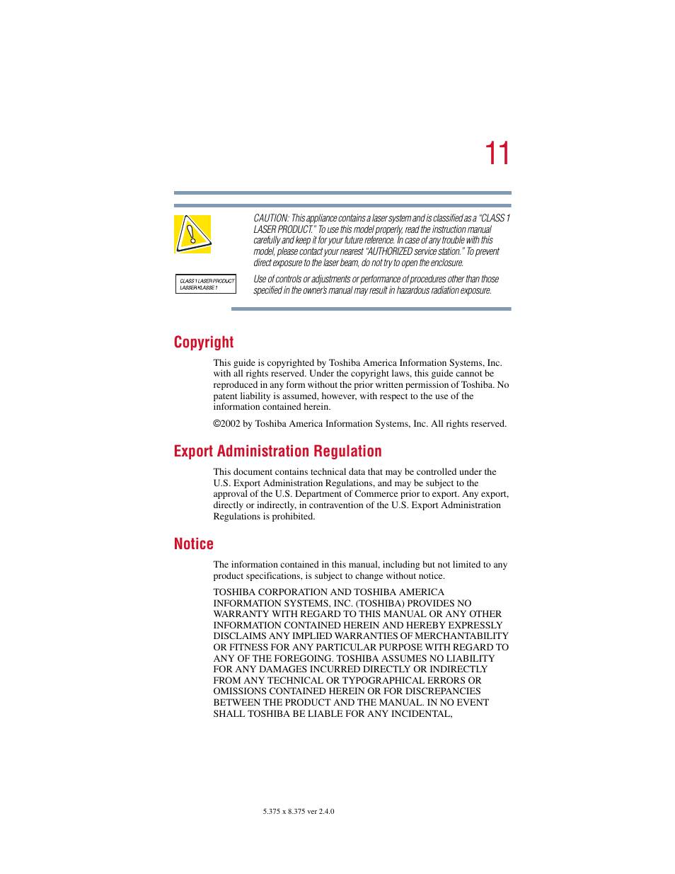 Toshiba 2400 User Manual | Page 11 / 300