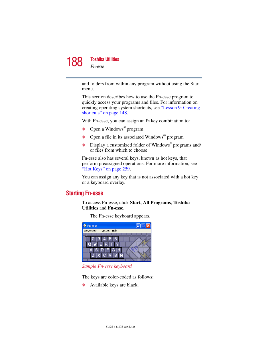 Starting fnesse, Starting fn-esse | Toshiba 2400 User Manual | Page 188 / 300