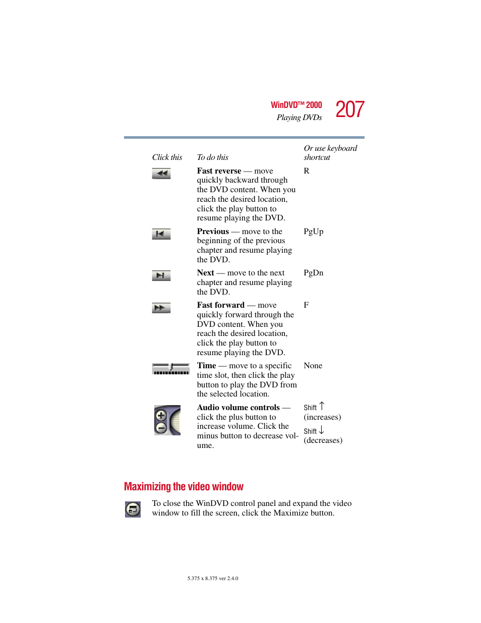 Maximizing the video window | Toshiba 2400 User Manual | Page 207 / 300