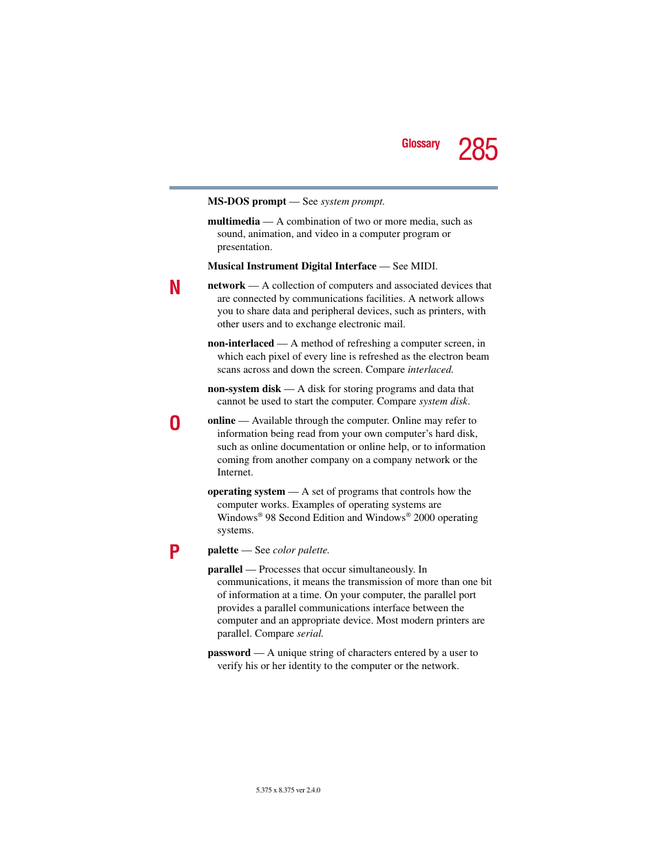 Toshiba 2400 User Manual | Page 285 / 300