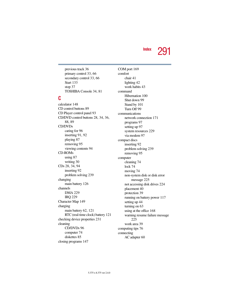 Toshiba 2400 User Manual | Page 291 / 300