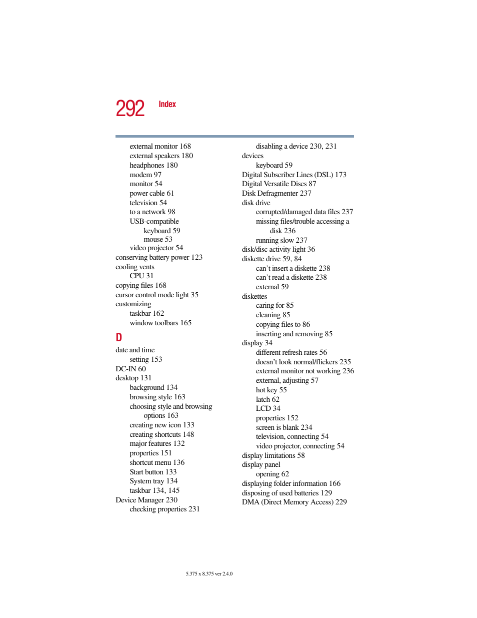 Toshiba 2400 User Manual | Page 292 / 300