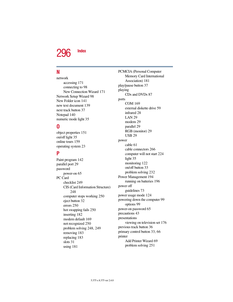 Toshiba 2400 User Manual | Page 296 / 300