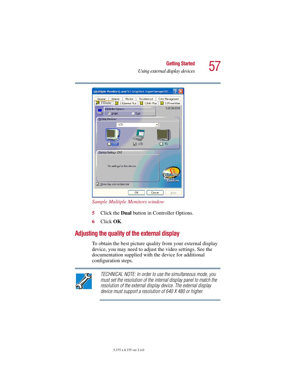 Adjusting the quality of the external display | Toshiba 2400 User Manual | Page 57 / 300