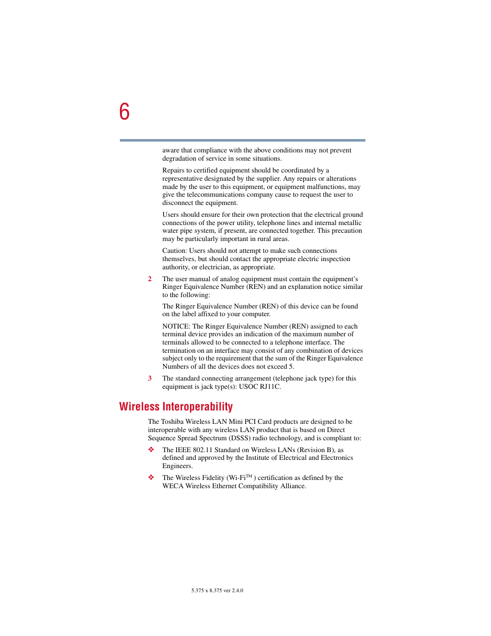 Wireless interoperability | Toshiba 2400 User Manual | Page 6 / 300