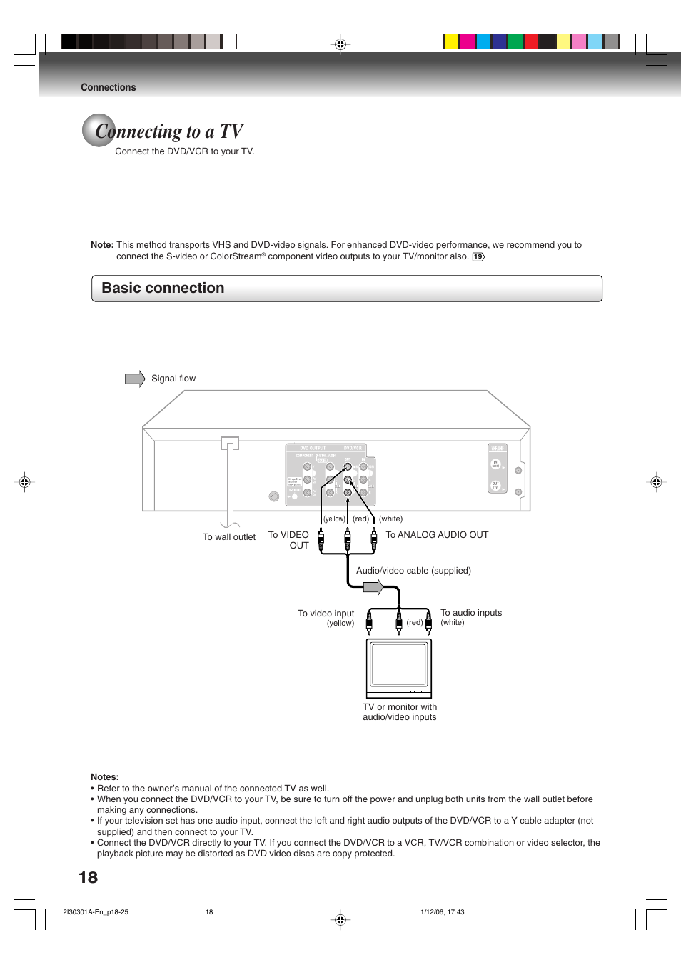 Connecting to a tv, Basic connection | Toshiba HI-FI SQPB User Manual | Page 18 / 68