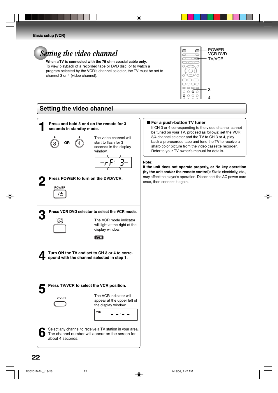Setting the video channel | Toshiba SD-KV550SU User Manual | Page 22 / 72