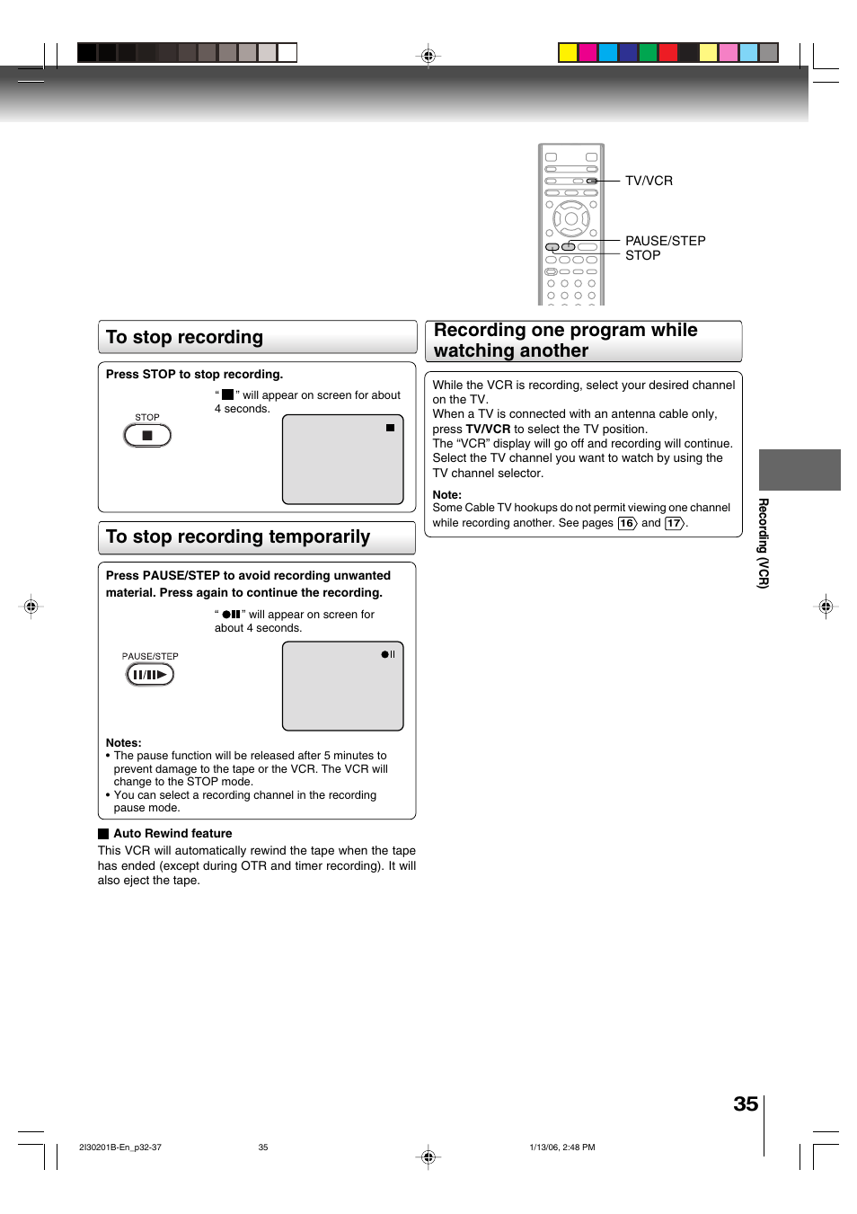 Recording one program while watching another | Toshiba SD-KV550SU User Manual | Page 35 / 72