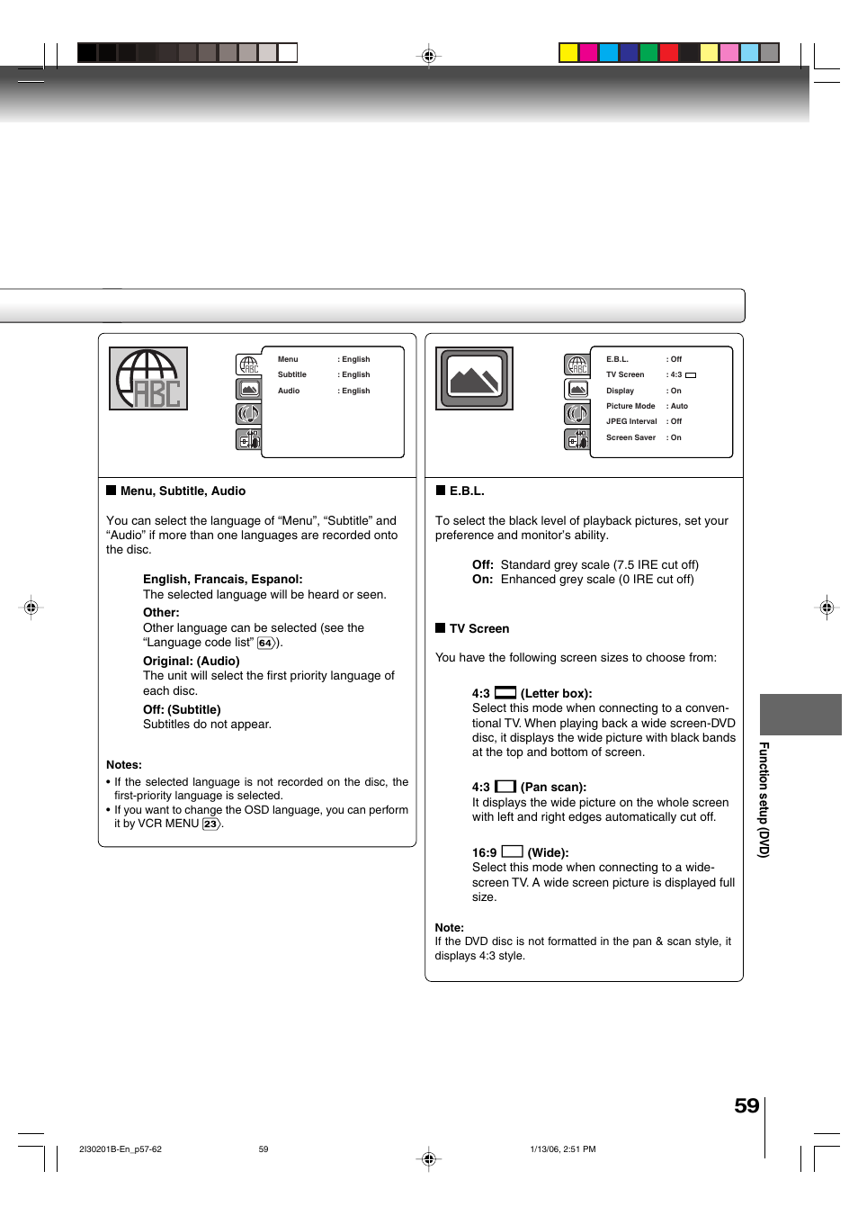 Function setup (d vd) | Toshiba SD-KV550SU User Manual | Page 59 / 72